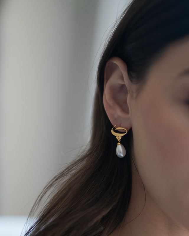 Calligraphed Initial Earrings پ