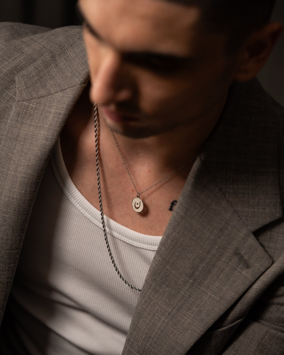 Initial Necklace (Silver) ث