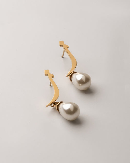 Calligraphed Letter Earrings ز