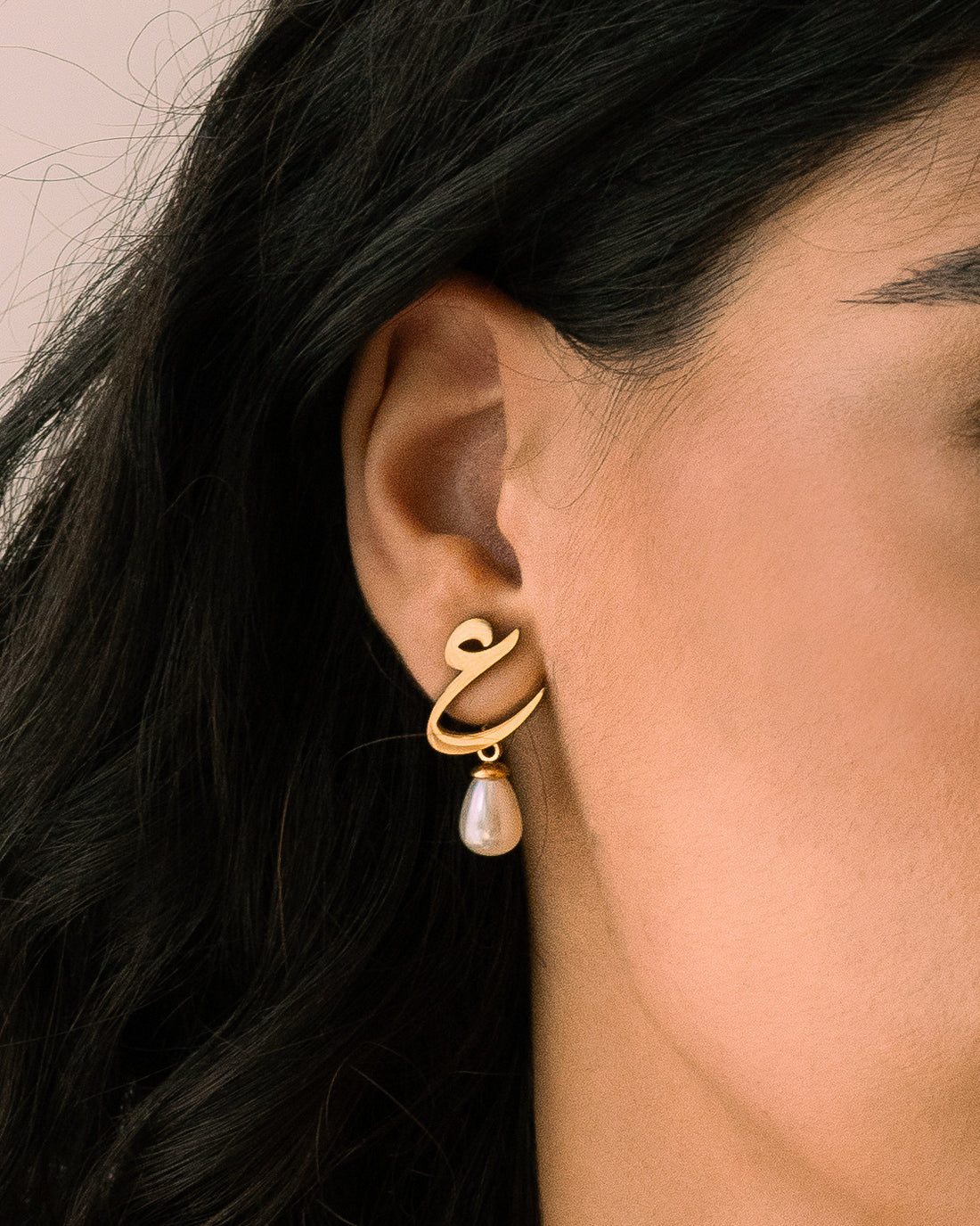 Calligraphed Initial Earrings ع