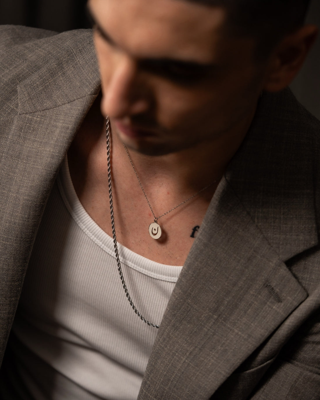 Initial Necklace (Silver) ك