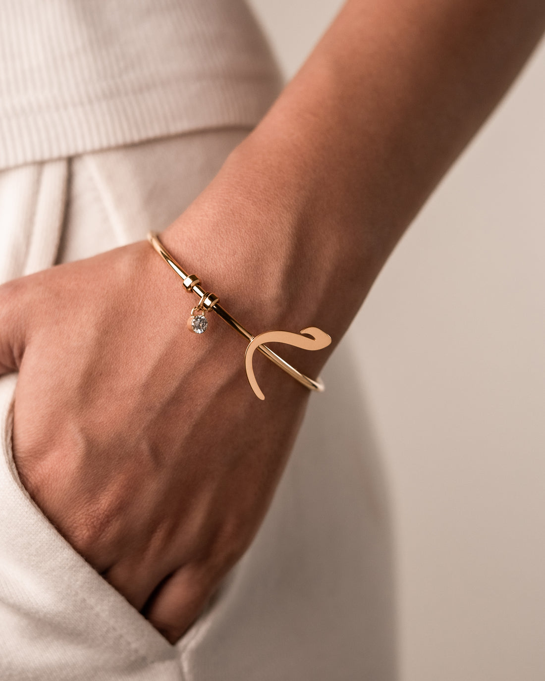 Calligraphed Initial Bracelet ح