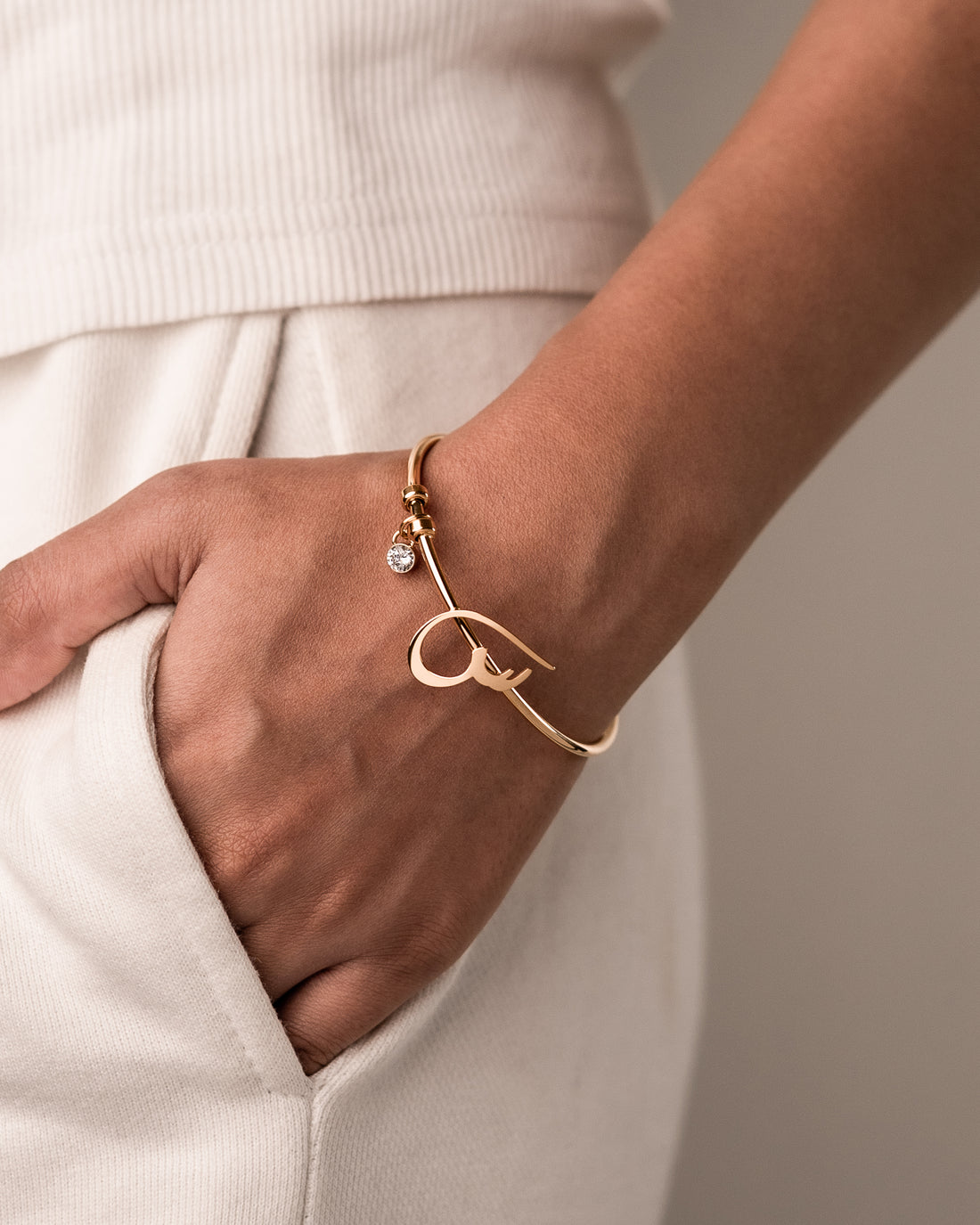 Calligraphed Initial Bracelet س