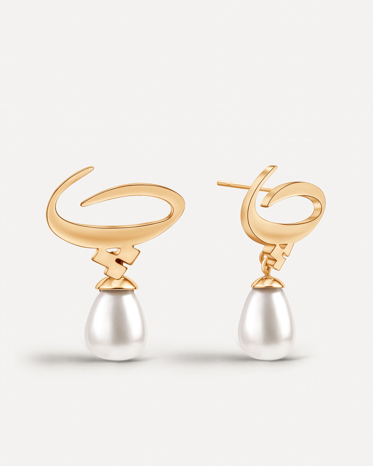 Calligraphed Initial Earrings پ